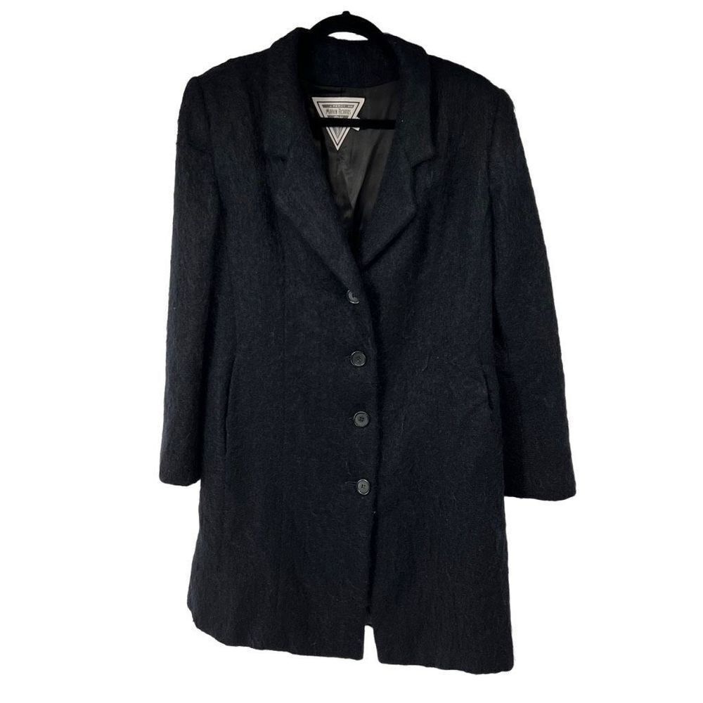 Vintage J. Percy for Marvin Richards Mohair Black Dress Coat Womens 12 Mohair